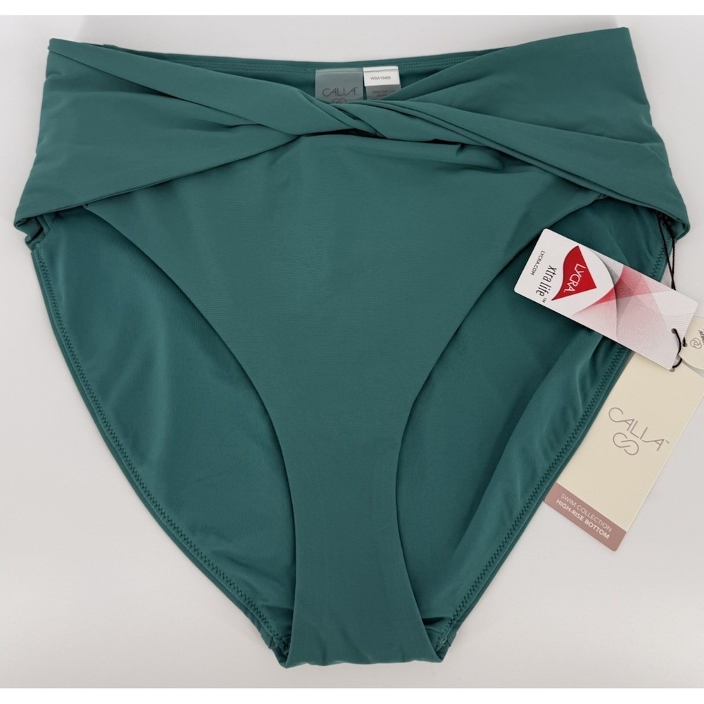 Calia By Carrie Underwood Swim Bikini‎ Bottom High Rise  Jungle Green Size Large
